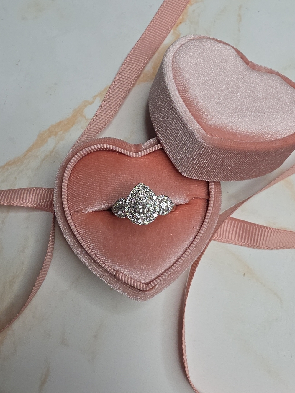 1-1/2 CT. T. W. Diamond Past Present Future® Pear-Shape Frame Ring in 14K White